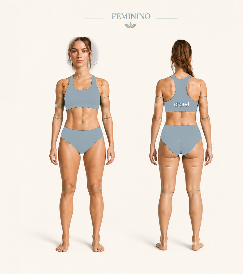 Modelos feminino, frente e costas